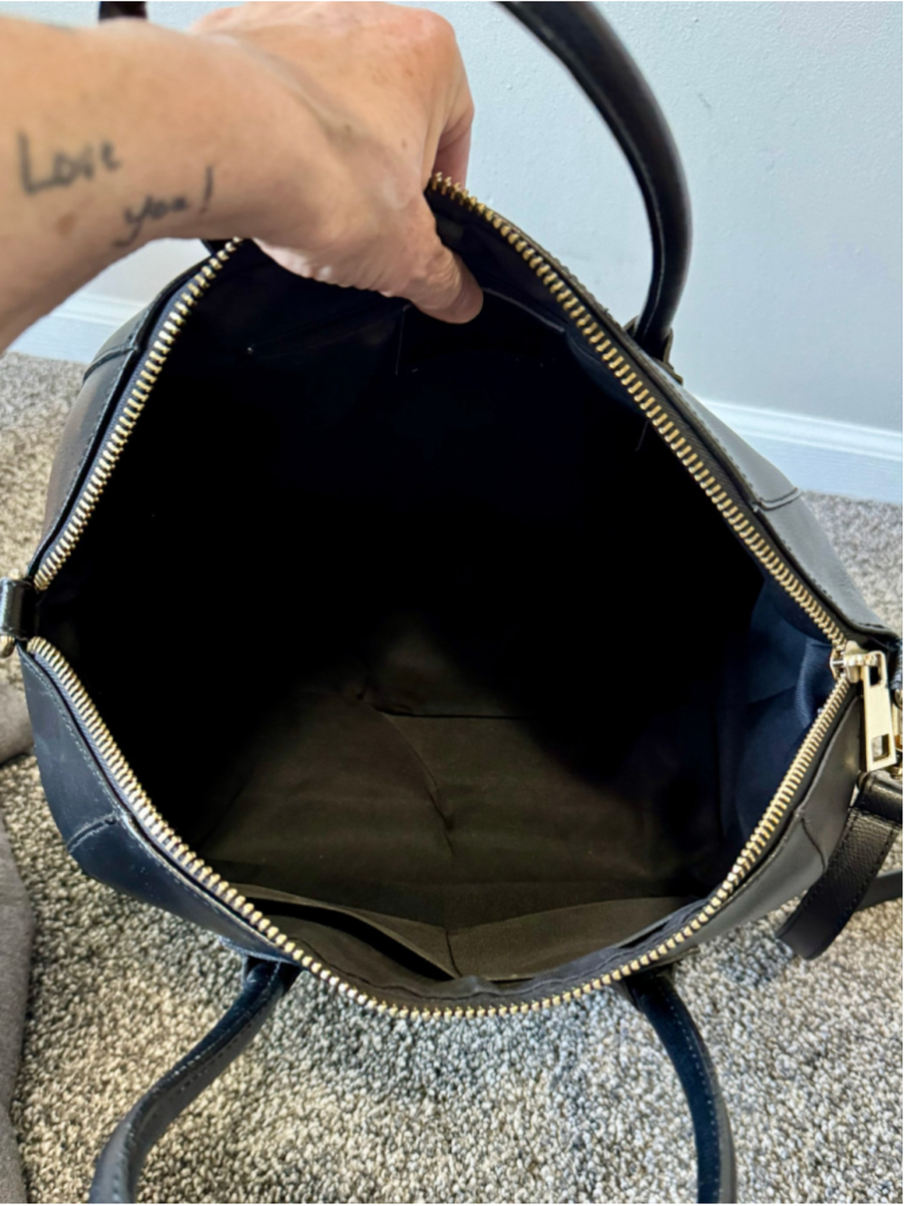 Women's Luana Ferracuti Black Leather Large Satchel Bag Made in Italy - Picture 16 of 16